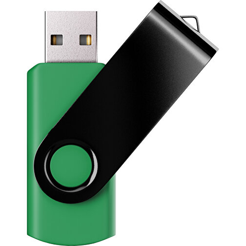 USB-Stick SWING Color 2.0 16 GB , Promo Effects MB , grün / schwarz MB , 16 GB , Kunststoff/ Aluminium MB , 5,70cm x 1,00cm x 1,90cm (Länge x Höhe x Breite), Bild 1