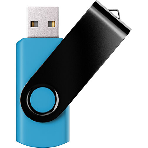 USB-Stick SWING Color 2.0 4 GB , Promo Effects MB , himmelblau / schwarz MB , 4 GB , Kunststoff/ Aluminium MB , 5,70cm x 1,00cm x 1,90cm (Länge x Höhe x Breite), Bild 1