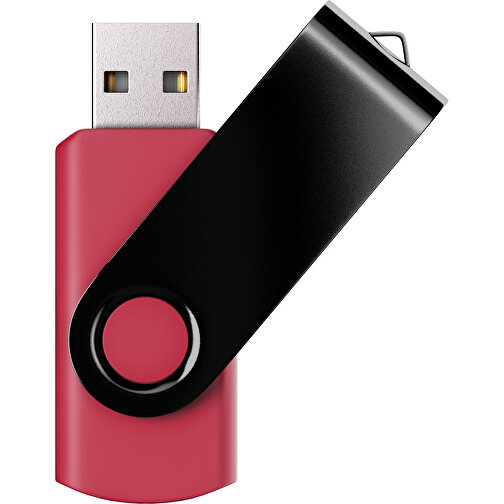 USB-Stick SWING Color 2.0 16 GB , Promo Effects MB , dunkelrot / schwarz MB , 16 GB , Kunststoff/ Aluminium MB , 5,70cm x 1,00cm x 1,90cm (Länge x Höhe x Breite), Bild 1