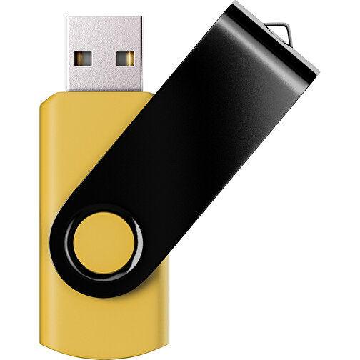 USB-Stick SWING Color 2.0 8 GB , Promo Effects MB , goldgelb / schwarz MB , 8 GB , Kunststoff/ Aluminium MB , 5,70cm x 1,00cm x 1,90cm (Länge x Höhe x Breite), Bild 1
