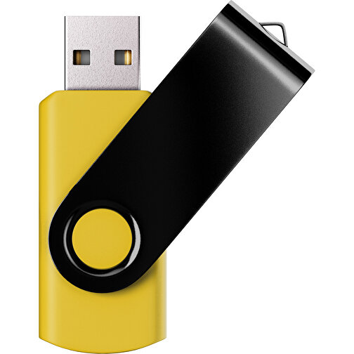 USB-Stick SWING Color 2.0 4 GB , Promo Effects MB , sonnengelb / schwarz MB , 4 GB , Kunststoff/ Aluminium MB , 5,70cm x 1,00cm x 1,90cm (Länge x Höhe x Breite), Bild 1