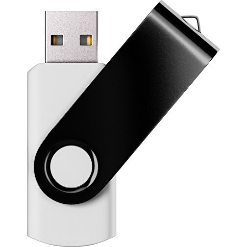 USB-Stick SWING Color 2.0 32 GB , Promo Effects MB , weiss / schwarz MB , 32 GB , Kunststoff/ Aluminium MB , 5,70cm x 1,00cm x 1,90cm (Länge x Höhe x Breite), Bild 1