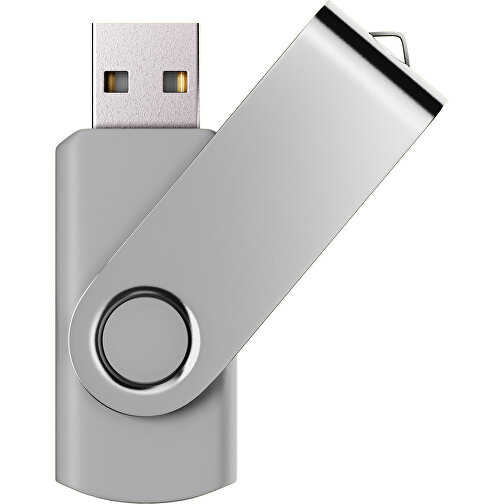 USB-Stick SWING Color 2.0 16 GB , Promo Effects MB , hellgrau / silber MB , 16 GB , Kunststoff/ Aluminium MB , 5,70cm x 1,00cm x 1,90cm (Länge x Höhe x Breite), Bild 1