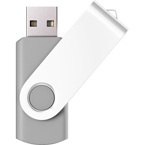 USB-Stick SWING Color 2.0 64 GB , Promo Effects MB , hellgrau / weiss MB , 65 GB , Kunststoff/ Aluminium MB , 5,70cm x 1,00cm x 1,90cm (Länge x Höhe x Breite), Bild 1