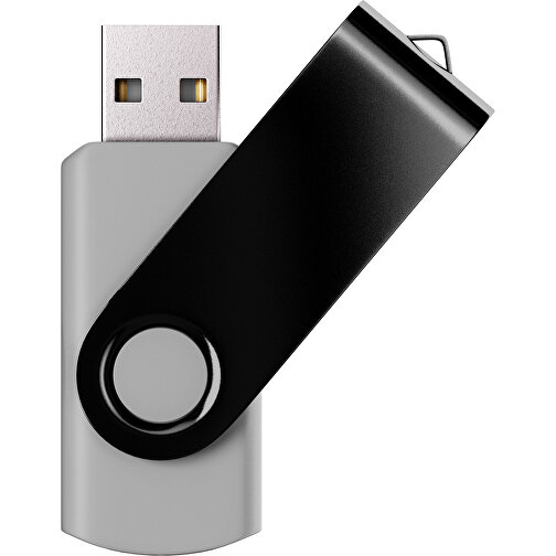 USB-Stick SWING Color 2.0 64 GB , Promo Effects MB , hellgrau / schwarz MB , 65 GB , Kunststoff/ Aluminium MB , 5,70cm x 1,00cm x 1,90cm (Länge x Höhe x Breite), Bild 1