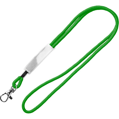 Kordel Lanyard Mit PVC Schieber , grün, Polyester, 90,00cm x 0,50cm (Länge x Breite), Bild 1