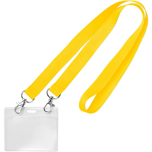 25 Mm Lanyard Mit 2 Metallkarabinern , gelb, Polyester, 90,00cm x 2,50cm (Länge x Breite), Bild 1