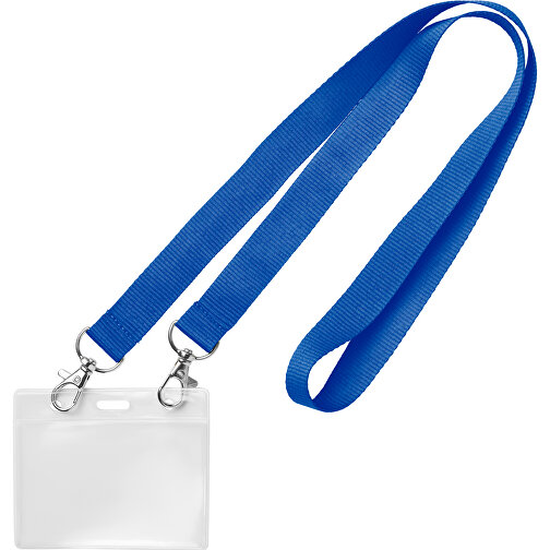 20 Mm Lanyard Mit 2 Metallkarabinern , blau, Polyester, 90,00cm x 2,00cm (Länge x Breite), Bild 1