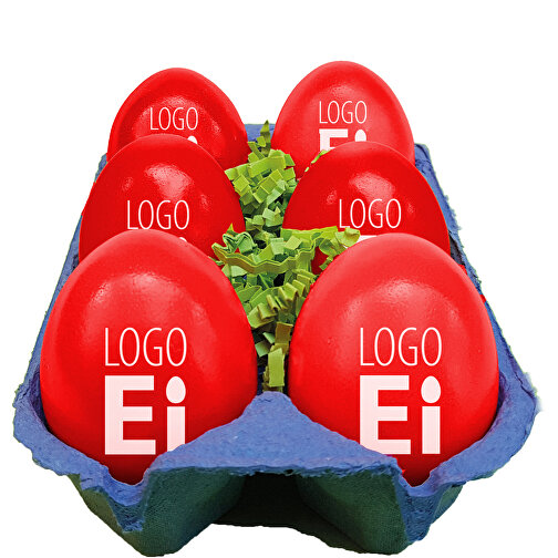 LogoEi 6er-Box - Blau - Rot , rot, Pappe, 11,00cm x 7,00cm x 16,00cm (Länge x Höhe x Breite), Bild 1