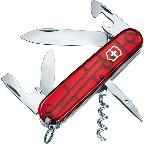 SPARTAN - Victorinox Schweizer Messer , Victorinox, transparent rot, hochlegierter, rostfreier Stahl, 9,10cm x 1,50cm x 2,65cm (Länge x Höhe x Breite), Bild 2