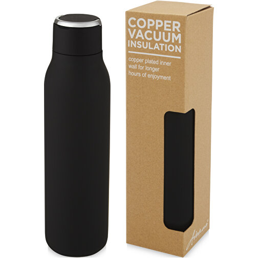 Marka 600 Ml Kupfer-Vakuum Isolierflasche Mit Metallschlaufe , schwarz, Edelstahl, PP Kunststoff, Silikon Kunststoff, 26,30cm (Höhe), Bild 1