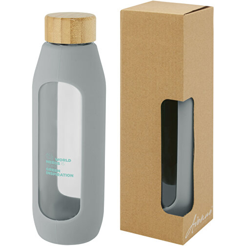 Tidan 600 Ml Flasche Aus Borosilikatglas Mit Silikongriff , grau, Borosilikatglas, Silikon Kunststoff, 22,00cm (Höhe), Bild 2