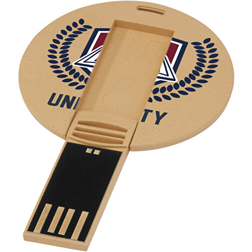 Runder Ausklappbarer USB Stick , Kraftpapier MB , 65 GB , Getreide Kunststoff MB , 0,30cm (Höhe), Bild 2