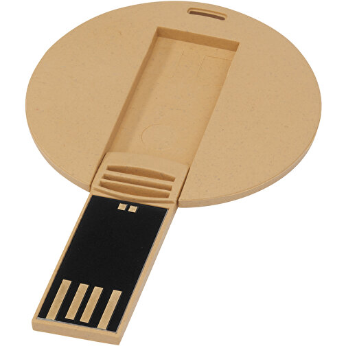 Runder Ausklappbarer USB Stick , kraftpapier MB , 32 GB , Getreide Kunststoff MB , 0,30cm (Höhe), Bild 1
