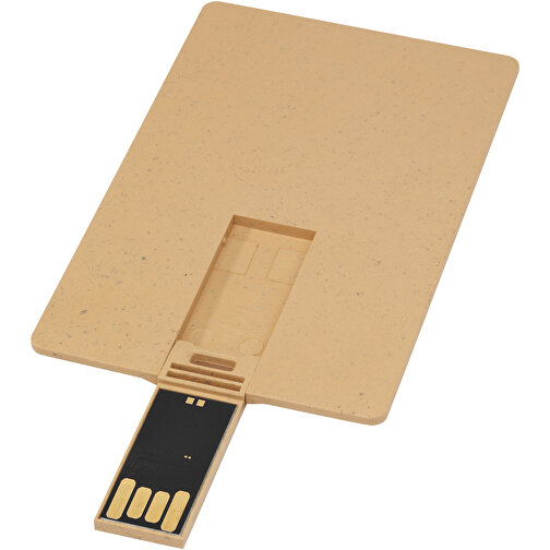 Rechteckiger, Ausklappbarer USB-Stick In Kreditkarten-Format , Kraftpapier MB , 4 GB , Getreide Kunststoff MB , 8,30cm x 0,30cm x 5,20cm (Länge x Höhe x Breite), Bild 1