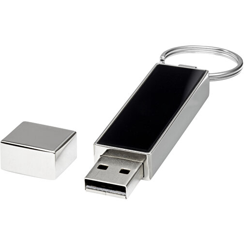 Rechteckiger Light Up USB Stick , schwarz / blau MB , 2 GB , Zink Legierung, Kunststoff MB , 6,80cm x 0,90cm x 1,70cm (Länge x Höhe x Breite), Bild 1