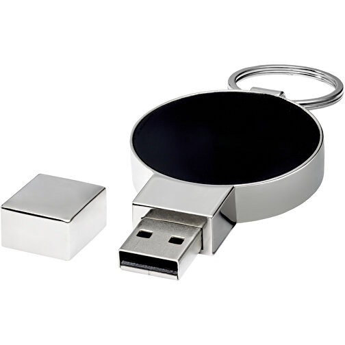 Runder Light Up USB Stick , schwarz / silber / weiss MB , 4 GB , Zink Legierung, Kunststoff MB , 6,90cm x 0,90cm x 3,80cm (Länge x Höhe x Breite), Bild 1