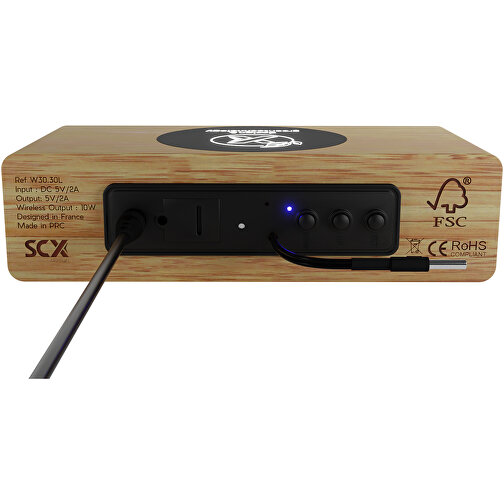 SCX.design W30 Station de recharge sans fil 10 watts en bois avec logo lumineux, Image 2