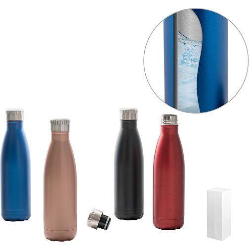SHOW SATIN. Trinkflasche Aus Edelstahl 540ml , blau, Edelstahl, , Bild 3