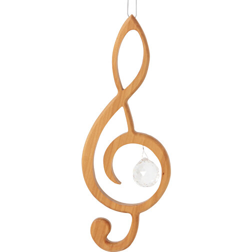 Holzhänger Violinschlüssel Mit Kristall , , 17,00cm x 2,00cm x 6,50cm (Länge x Höhe x Breite), Bild 1