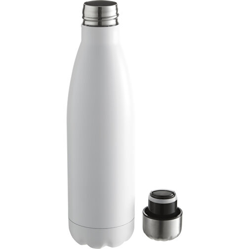 Weiße Edelstahl-Trinkflasche 0,5 L Mit Doppelwandiger Vakuum-Isolierung , weiß, Edelstahl doppelwandig, ABS, Silikon, 18,30cm x 6,70cm x 14,30cm (Länge x Höhe x Breite), Bild 2