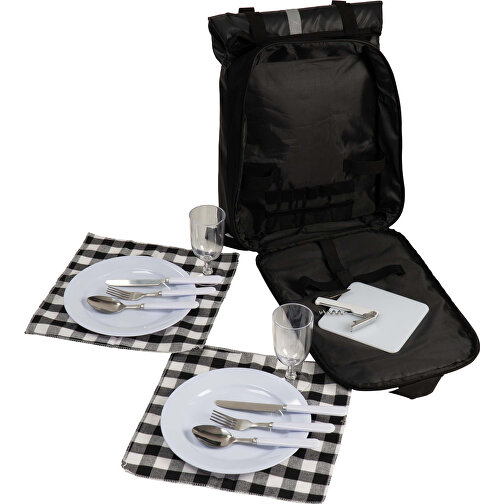 Picknick Rucksack , schwarz, PolJater, 33,00cm x 40,00cm x 16,00cm (Länge x Höhe x Breite), Bild 3