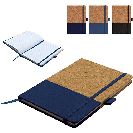 Notizbuch DIN A5 Aus Kork , hellblau, Cork, vegan leather & recycled paper, 14,00cm x 21,00cm x 1,40cm (Länge x Höhe x Breite), Bild 4
