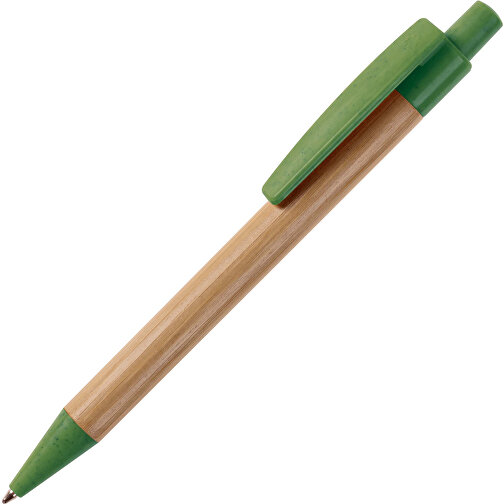 Kugelschreiber Bambus Mit Weizenstroh Elementen , grün, Bamboo & Wheatstraw, 14,00cm (Länge), Bild 2