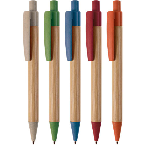 Kugelschreiber Bambus Mit Weizenstroh Elementen , grün, Bamboo & Wheatstraw, 14,00cm (Länge), Bild 4