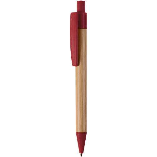 Kugelschreiber Bambus Mit Weizenstroh Elementen , dunkelrot, Bamboo & Wheatstraw, 14,00cm (Länge), Bild 1