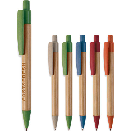 Kugelschreiber Bambus Mit Weizenstroh Elementen , dunkelrot, Bamboo & Wheatstraw, 14,00cm (Länge), Bild 5