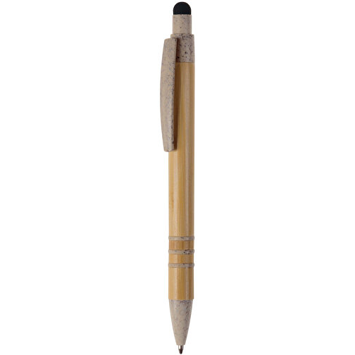 Kugelschreiber Bambus Mit Touchpen Und Weizenstroh Elementen , beige / schwarz, Bamboo & Wheatstraw, 14,50cm (Länge), Bild 1