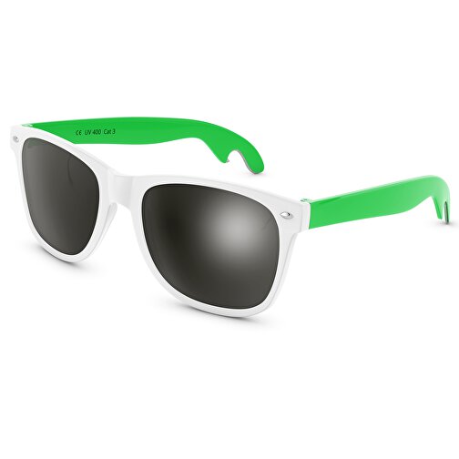 SunShine Cheers Glänzend - UV 400 , Promo Effects, weiß/grün, Rahmen aus Polycarbonat und Glass aus AC, 14,50cm x 4,80cm x 15,00cm (Länge x Höhe x Breite), Bild 1
