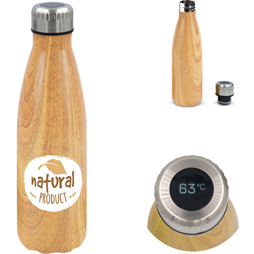 Thermos Bottle Swing Wood Edition med temperaturindikator 500 ml, Bild 4