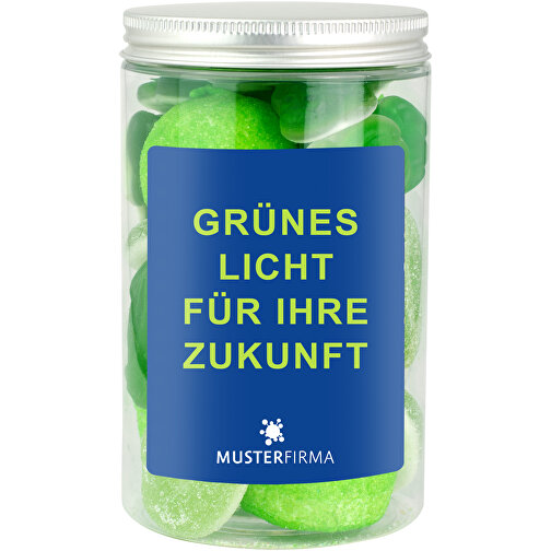 Naschdose M Grünes Licht Für Ihre Zukunft , Kunstoffdose mit Aluminiumdeckel, 12,00cm (Höhe), Bild 1