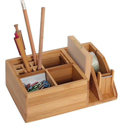 Schreibtischständer Mit Klebefilm-Abroller Bambus/Alu , , 19,00cm x 6,50cm x 12,50cm (Länge x Höhe x Breite), Bild 2