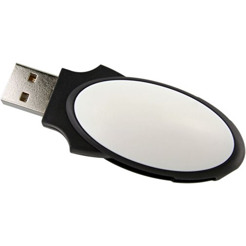 USB-Stick SWING OVAL 128GB , Promo Effects MB , schwarz / weiß MB , 131 GB , Kunststoff MB , 3 - 10 MB/s MB , 5,40cm x 0,90cm x 2,60cm (Länge x Höhe x Breite), Bild 1