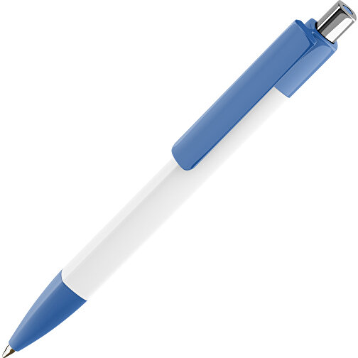 Prodir DS4 PMM Push Kugelschreiber , Prodir, true blue/weiss/silber poliert, Kunststoff, 14,10cm x 1,40cm (Länge x Breite), Bild 1