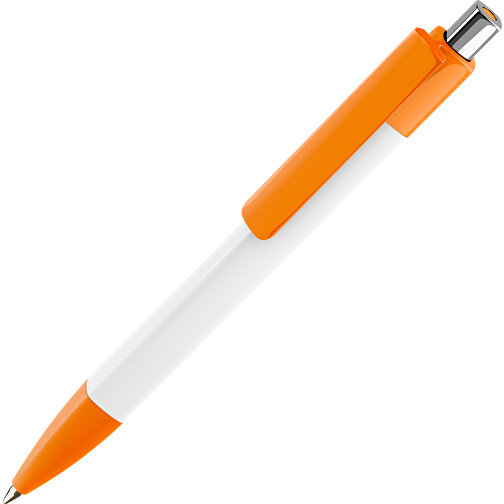 Prodir DS4 PMM Push Kugelschreiber , Prodir, orange/weiss/silber poliert, Kunststoff, 14,10cm x 1,40cm (Länge x Breite), Bild 1