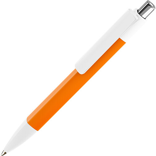 Prodir DS4 PMM Push Kugelschreiber , Prodir, weiß/orange/silber poliert, Kunststoff, 14,10cm x 1,40cm (Länge x Breite), Bild 1