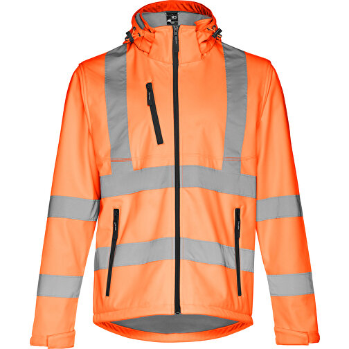 THC ZAGREB WORK. Softshell-Jacke Mit Hoher Sichtbarkeit (Unisex) , hexachrome orange, Polyester, L, 76,00cm x 60,00cm (Länge x Breite), Bild 1