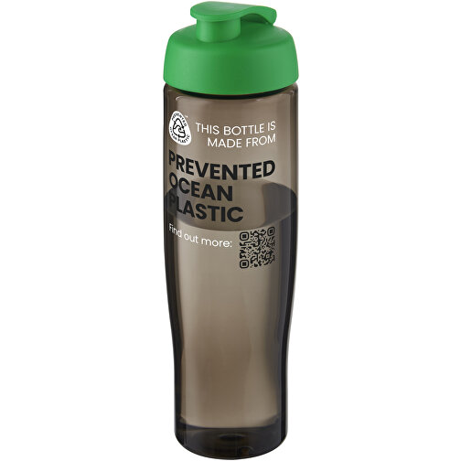 H2O Active® Eco Tempo 700 Ml Sportflasche Mit Klappdeckel , grün / kohle, PCR Kunststoff, PP Kunststoff, 23,70cm (Höhe), Bild 2