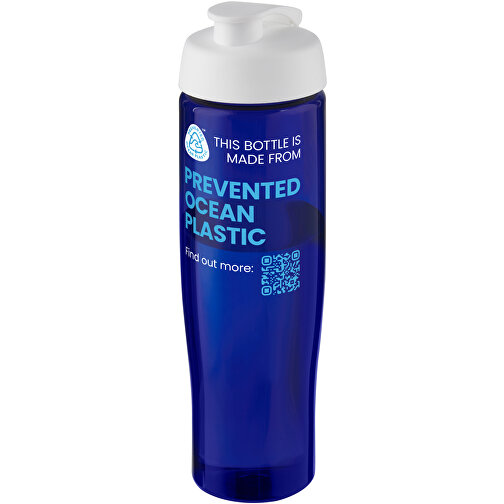 H2O Active® Eco Tempo 700 Ml Sportflasche Mit Klappdeckel , weiß / blau, PCR Kunststoff, PP Kunststoff, 23,70cm (Höhe), Bild 2