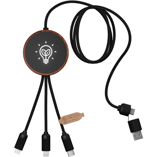 SCX.design C40 Câble de recharge 3 en 1 en rPET avec pad de recharge 10W et logo lumineux, Image 1
