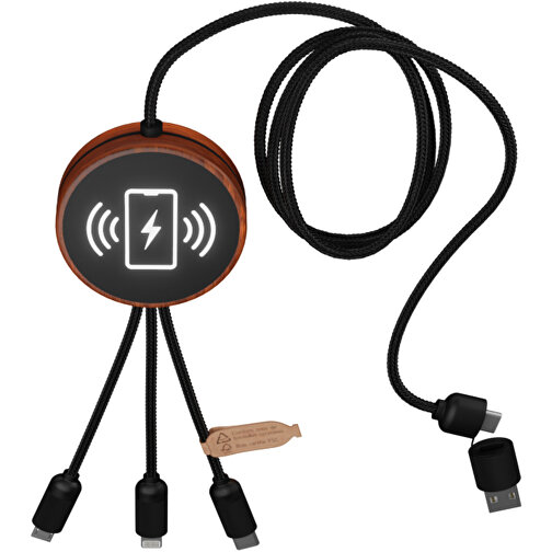 SCX.design C40 Câble de recharge 3 en 1 en rPET avec pad de recharge 10W et logo lumineux, Image 6