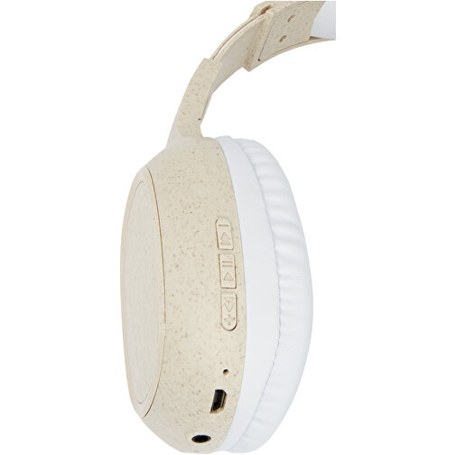 Cuffie Bluetooth® con microfono in paglia di grano Riff (Beige, 85%  Plastica ABS e 15% Paglia di grano, 150g) come regali-aziendali su