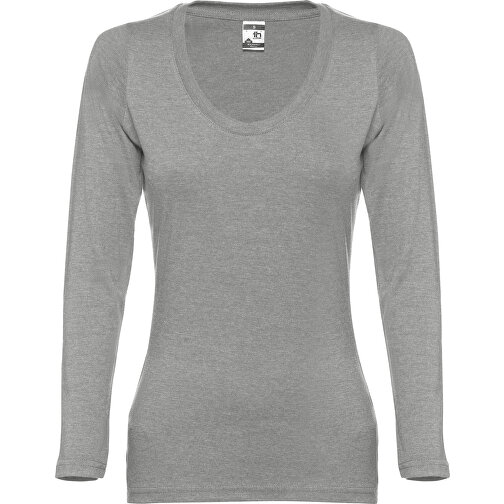 THC BUCHAREST WOMEN. Langärmeliges Tailliertes T-Shirt Für Frauen Aus Baumwolle , hellgrau melliert, 100% Baumwolle, S, 61,00cm x 42,00cm (Länge x Breite), Bild 1