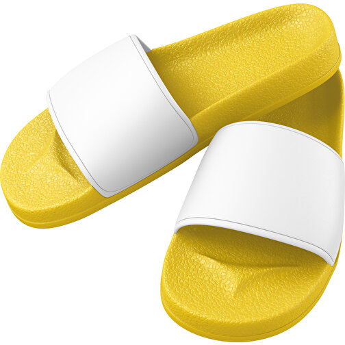 Badelatschen Unisex Individuell Gestaltbar , gelb / weiß, PVC, , Bild 1