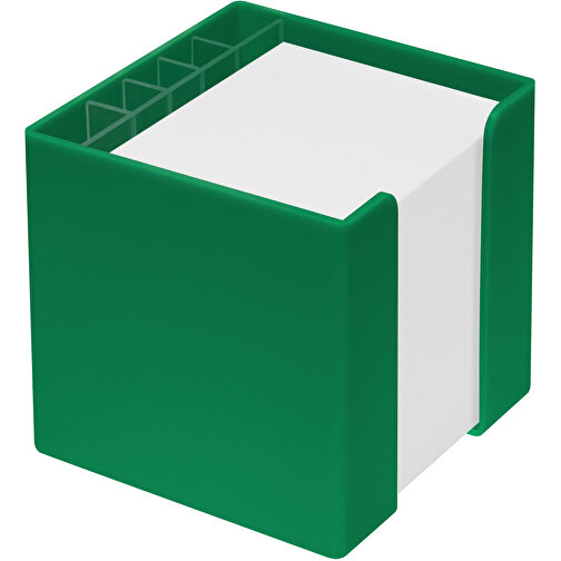 Zettelbox 'Alpha' Mit Köcher , grün, PS+PAP, 10,00cm x 10,00cm x 10,00cm (Länge x Höhe x Breite), Bild 1
