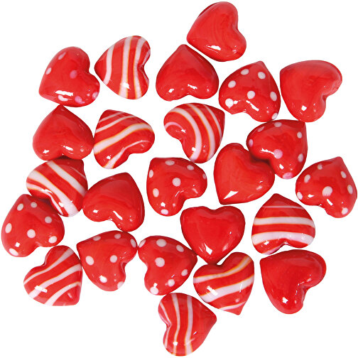 Glashjärtan röda mönster blandade, 24 st., Bild 1